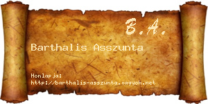 Barthalis Asszunta névjegykártya